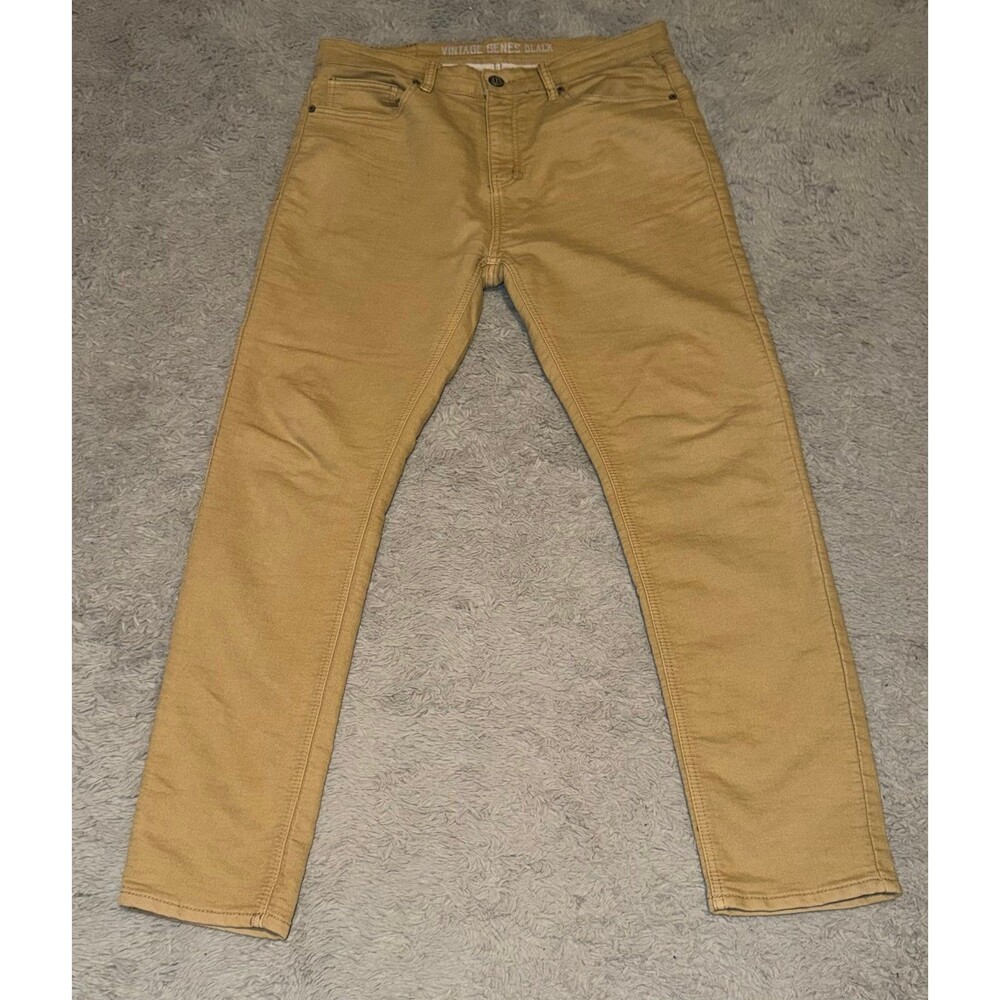 Men's Vintage Genes Black Khakis Chinos Pants 34x32 Straight Fit Jeans